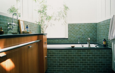 Nya kakeltrenden i badrummet – grönt metro-kakel