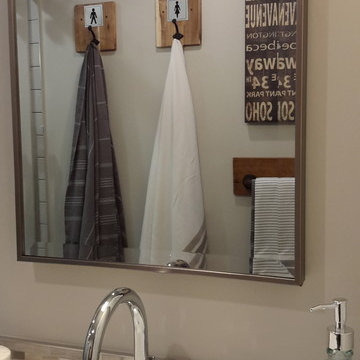 Basement Bathroom vanity and mirror