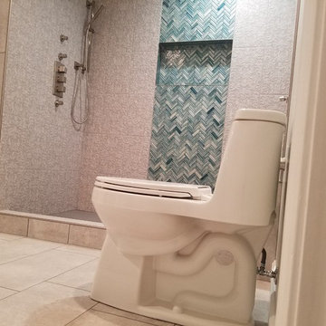 Basement Bathroom with Herringbone Shower Accent