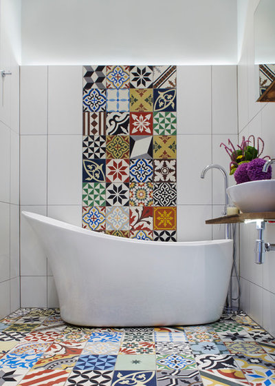 Mediterranean Bathroom by Cassidy Hughes Interior Design