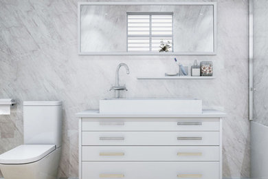 Bathroom clad with Economy Wall Panel Range (Roman Marble)
