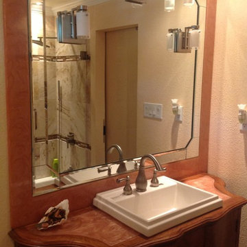 Bathroom Counter and Mirror Frame Copper Swirl