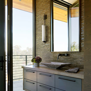 75+ Bäder mit Schieferfliesen und Quarzit-Waschtisch Ideen & Bilder