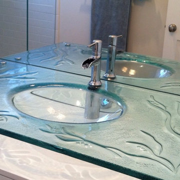 Bathroom glass integrated sink