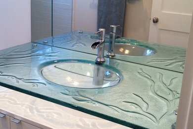 Bathroom glass integrated sink