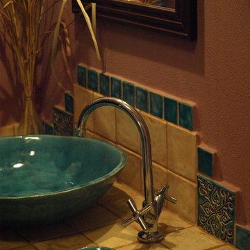 Bathroom in Old-fashioned style with  retro Earthenware vanity sink