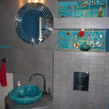 Bathroom in Vintage style with  retro ceramic basina