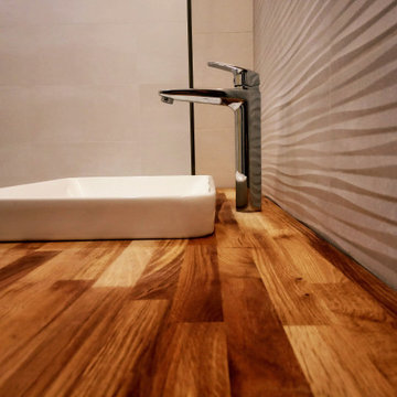 Bathroom Oak Vanity Unit - Side View