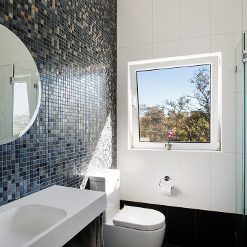 Bathroom on second storey addition with a view