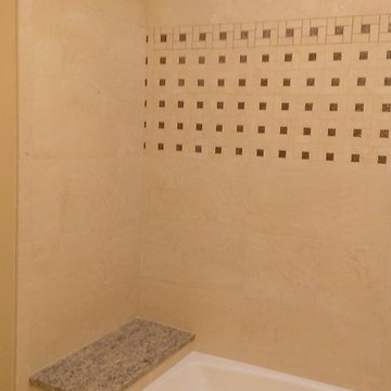 BATHROOM - Porcelain Travertine 12" x 24" Wall / 19" x 19" Floor Tile