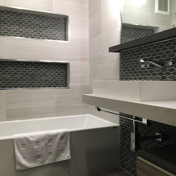 Bathroom Remodel with Black Backsplash