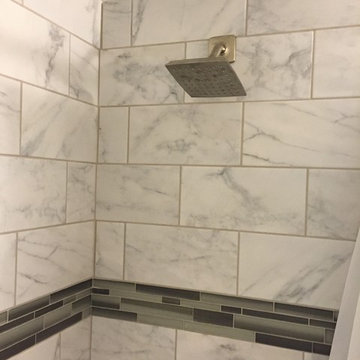 Bathroom Remodel with Green Accent Tile