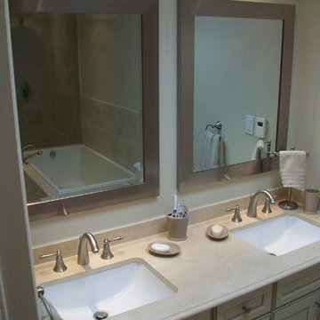 Bathroom Reno with Travertine-Look Ceramic Tile