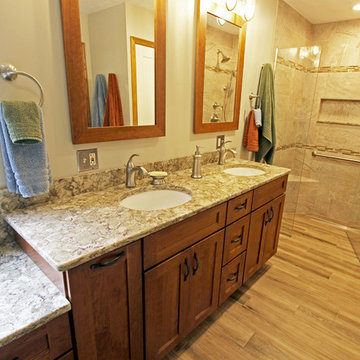 Bathroom Renovation with Makeup Vanity, Low Entry Tiled Shower ~ Wellington, OH