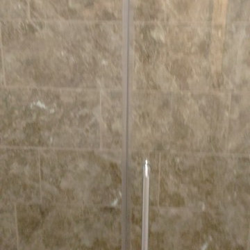Bathroom- Tile Floor, shower pan build, Tile shower and shower door install