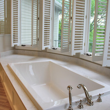 Bathroom, Tub-Surround and Shower Bench- Engineered Quartz (Bianco Marina)
