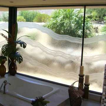 Bathroom Windows - "Ondas" by Sans Soucie Art Glass