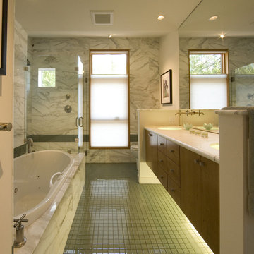 Bathroom with glass floor