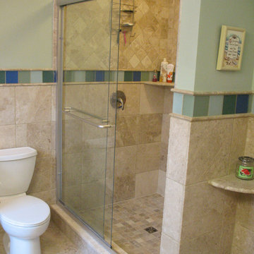 Bathroom with natural stone and sea glass