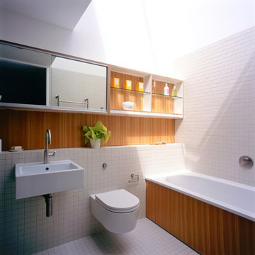 Bathroom with skylight above