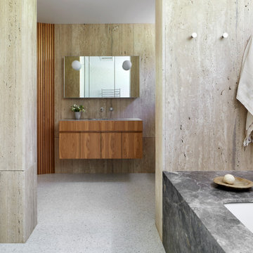 Bathroom with stone, timber and terrazzo