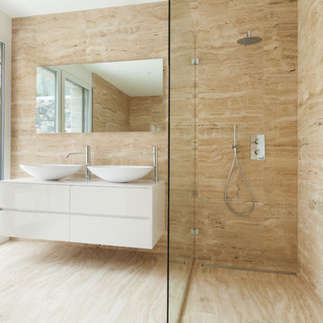 Bathroom with Travertine Tiles