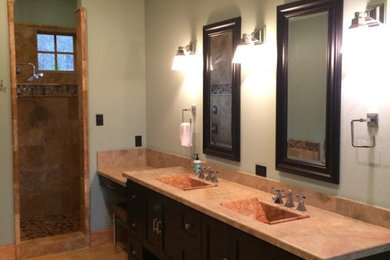 Bathroom - traditional bathroom idea in Dallas with a vessel sink