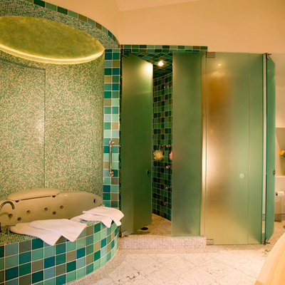 Bathroom - contemporary mosaic tile bathroom idea in Denver