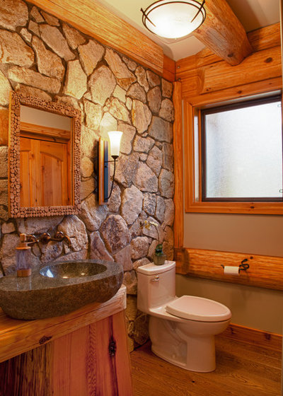 Rustic Bathroom by Traditional Log Homes Ltd