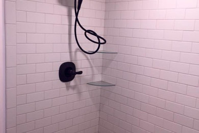 Bathroom - master white tile bathroom idea in Chicago