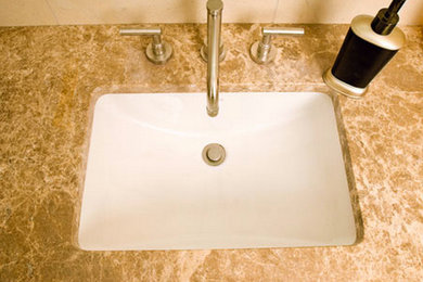 Inspiration for a bathroom remodel in Other with an undermount sink