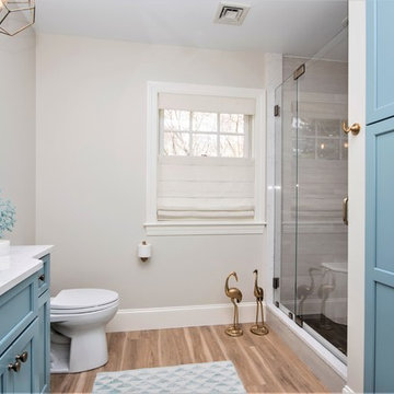 Beautiful Blue and White Bathroom Remodel