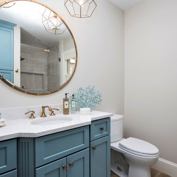 Beautiful Blue and White Bathroom Remodel