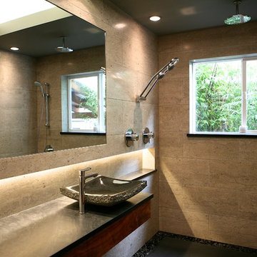 Beautiful Zen Bath - Open Shower with Custom Touches