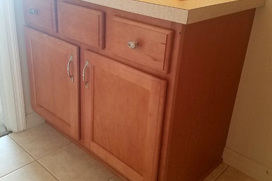 Before and After cabinet refinishing
