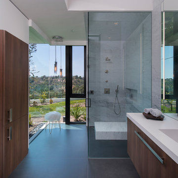 Benedict Canyon Beverly Hills luxury home bright modern guest bathroom