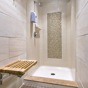 Bestbath low threshold shower faux tile shower drop in shower