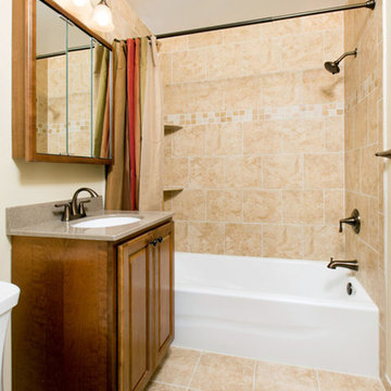 Bethesda Bathroom Remodel - Travertine & Cherry