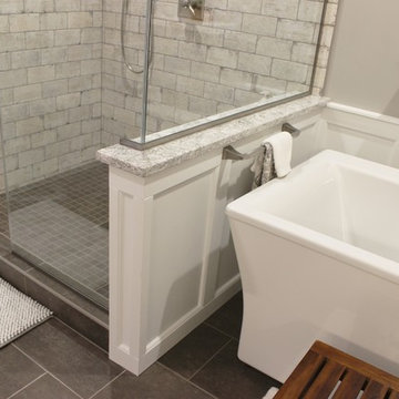 Bettendorf, IA- Bathroom Remodel With Large Tiled Shower and Unique New Tub