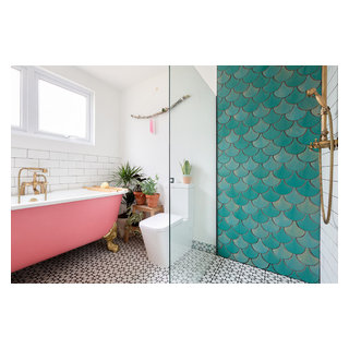 Birmingham House ¦ Fish Scale Tiles ¦ Sea Green And Jade Colour -  Contemporary - Bathroom - London - By Tile Desire | Houzz