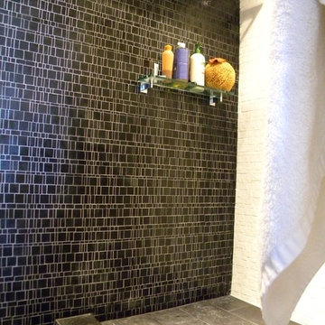 Black and white bathroom shower