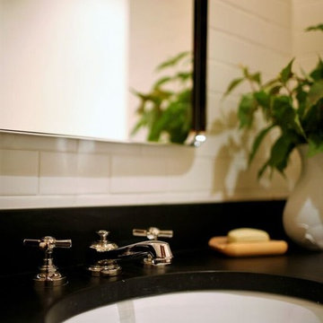 Black and White Bathroom with Subway Tiles