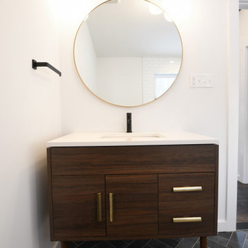 Black and White Guest Bathroom of Ranch 30 - Mid-Century Modern Country Ranch