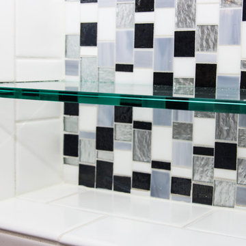 Black and White Mosaic Glass Shower Shelf