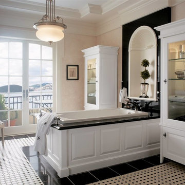 Black and White Wood-Mode Contemporary Bathroom