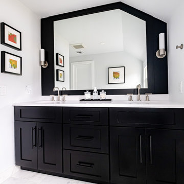 Black Double Vanity with Large Mirrored Wall