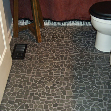 Black Flat Pebble Flooring Lava Rock  Mosaic Bathroom Floor