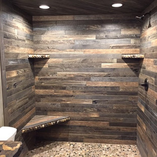 75+ Rustikale Badezimmer mit Kiesel-Bodenfliesen Ideen & Bilder