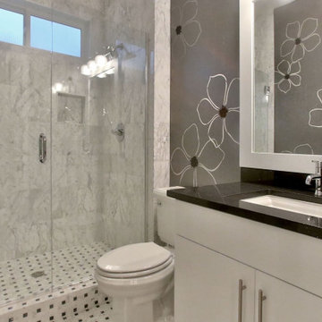 Black, silver and white bathroom in Beaverton area.