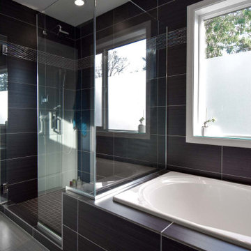 Black Tile Shower And Bath Tub